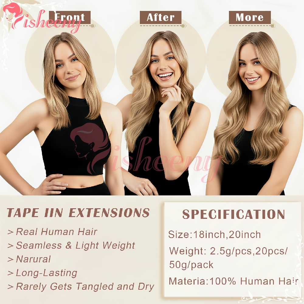 Isheeny Straight Tape In Hair  - Invisible Tape In Extensions Real Hair review and price