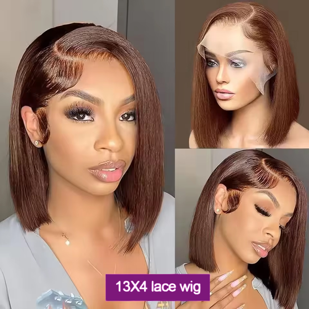 Pre Plucked Chocolate Brown Sh - Pre Parted 13X4 Lace Front Bob Wig review and price