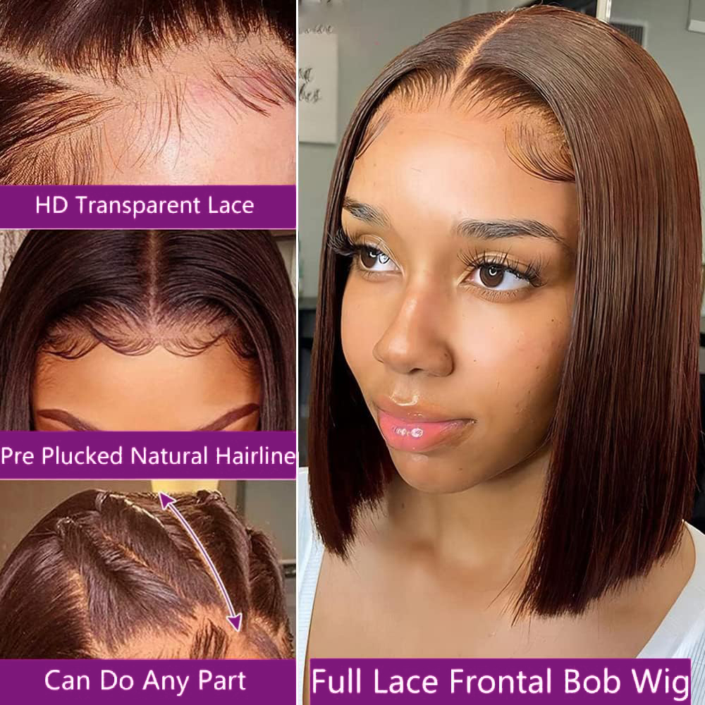 Pre Plucked Chocolate Brown Sh - Pre Parted 13X4 Lace Front Bob Wig review and price